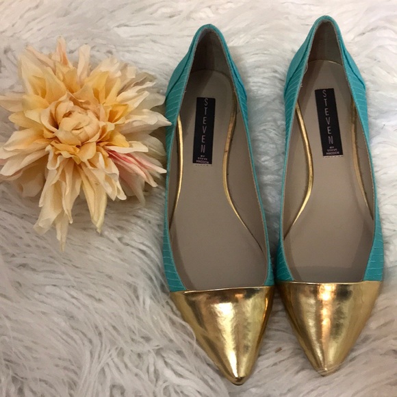 Steven By Steve Madden Shoes - Steven by Steve Madden Green with Gold Shoes